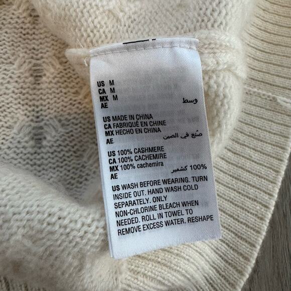 Charter Club Luxury Cashmere Embellished Cardigan, Woman Size M, Ivory White - Picture 9 of 12